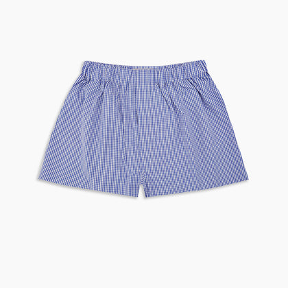 Mid-Blue Gingham Cotton Boxer Shorts Image 2