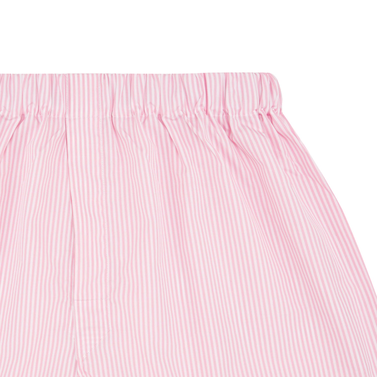 View 2 of product Turnbull & Asser Pink Bengal Stripe Cotton Boxer Shorts, featuring an elasticated waistband, displayed on a plain white background.