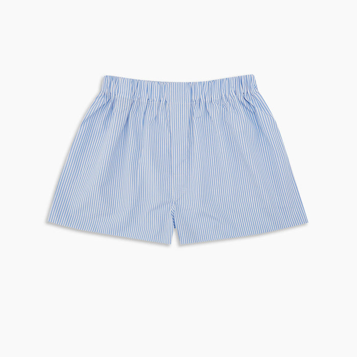 Light Blue Bengal Stripe Cotton Boxer Shorts Image 2