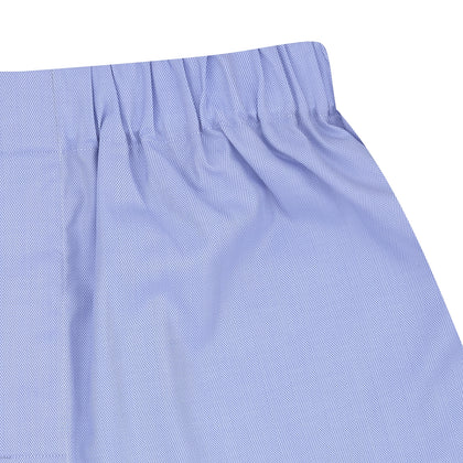 Blue Herringbone Sea Island Quality Cotton Boxer Shorts Image 1