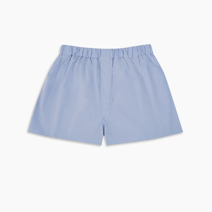 Plain Blue Sea Island Quality Cotton Boxer Shorts Image 1
