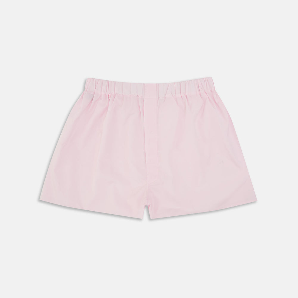 Turnbull & Asser Pink Sea Island Quality Cotton Boxer Shorts, made from soft cotton with an elastic waistband, shown on a plain white background.