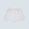 View 1 of product Turnbull & Asser White Sea Island Quality Cotton Twill Boxer Shorts feature an elastic waistband and are photographed laid flat on a light blue background for a luxurious touch.