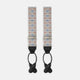 Turnbull & Asser’s Dove Grey Floral Silk and Linen Adjustable Braces feature blue and red flowers, black leather ends, and silver adjusters—an elegant choice to add flair to your summer suit.