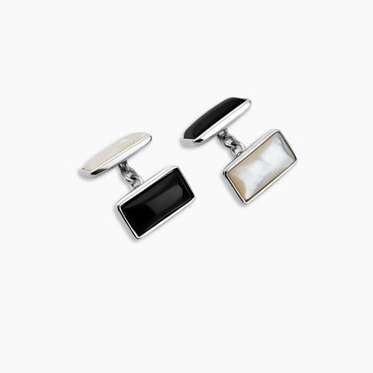 Reversible Monochrome Sterling Silver Rectangular Cufflinks Image 4