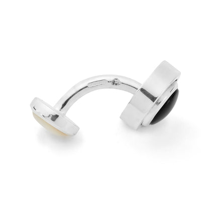 Reversible Monochrome Sterling Silver Round Cufflinks Image 2