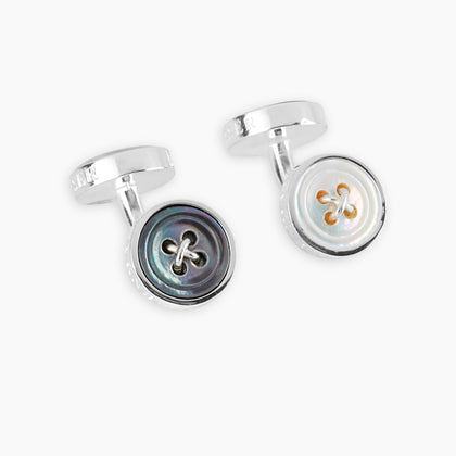 Reversible Sterling Silver Mother-of-Pearl Button Cufflinks Image 4
