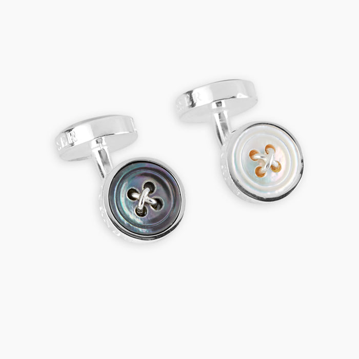 Reversible Sterling Silver Mother-of-Pearl Button Cufflinks Image 4