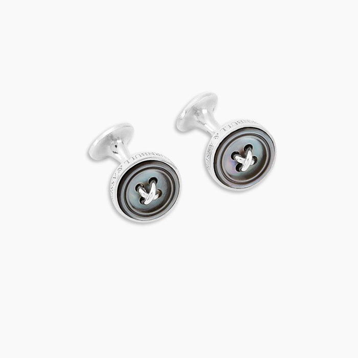 Monogrammed Smoke Sterling Silver Mother-of-Pearl Button Cufflinks Image 4