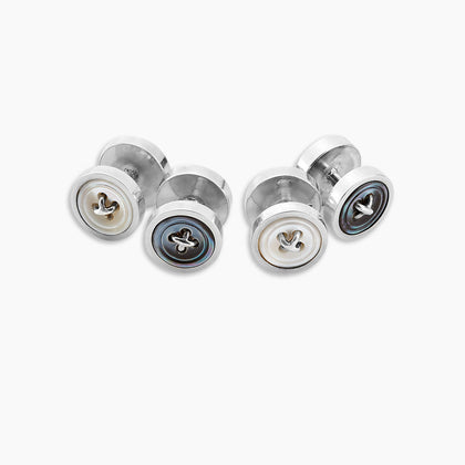 Reversible White and Smoke Mother-of-Pearl Dress Studs Image 2