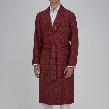 Burgundy Piped Silk Spot Gown Image 1