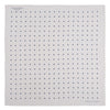 View 2 of product The White and Navy Spot Silk Pocket Square by Turnbull & Asser features evenly spaced blue dots and the brand's logo in blue on the bottom right, with a folded corner highlighting this classic men's accessory.