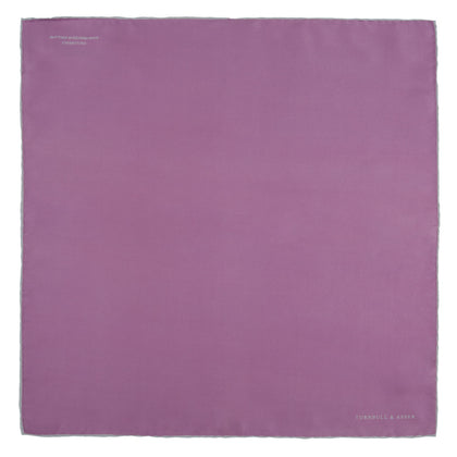 Lilac and White Piped Silk Pocket Square Image 1