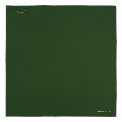 Olive and White Piped Silk Pocket Square Image 1