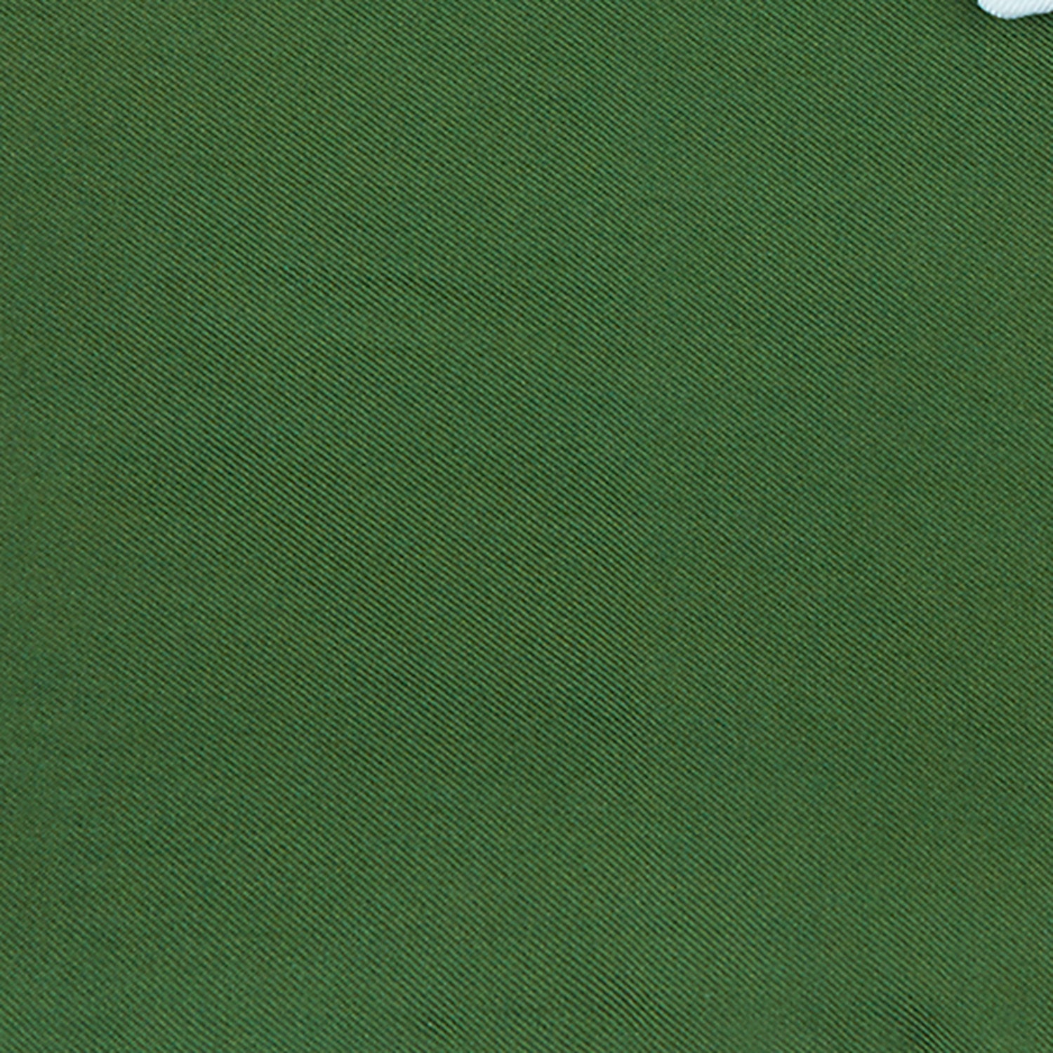 View 3 of product The Olive and White Piped Silk Pocket Square by Turnbull & Asser features a subtle white border and the brand’s embroidered logo—a timeless accessory for any occasion.