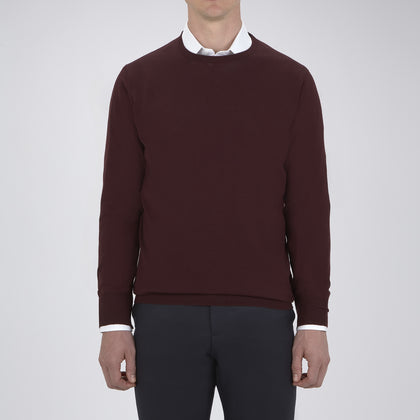 Wine Crew Neck Merino Wool Jumper Image 1