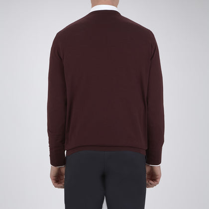 Wine Crew Neck Merino Wool Jumper Image 2