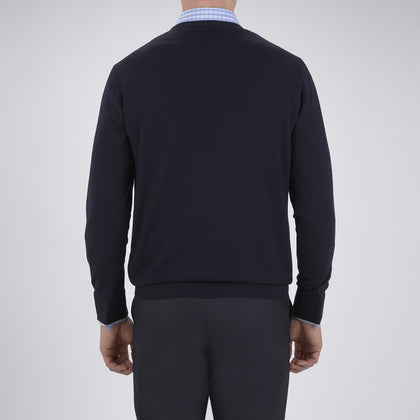 Indigo Crew Neck Merino Wool Jumper Image 2