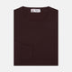 The Turnbull & Asser Wine Crew Neck Merino Wool Jumper, featuring ribbed cuffs and a classic design, is neatly folded on a white background.