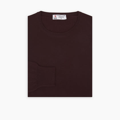 Wine Crew Neck Merino Wool Jumper Image 4