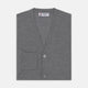 The Flannel Grey Merino Wool Cardigan by Turnbull & Asser features a light grey flannel finish, V-neck, ribbed cuffs, and button-up front—crafted for timeless style and comfort.