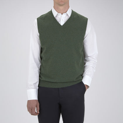 Green V-Neck Cashmere Slipover Image 1