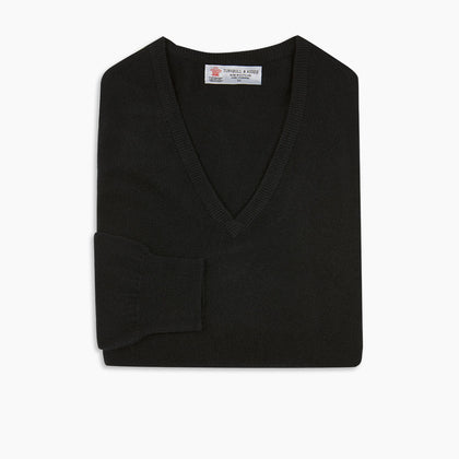 Black V-Neck Cashmere Jumper Image 3
