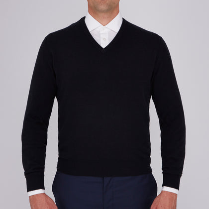 Black V-Neck Cashmere Jumper Image 1
