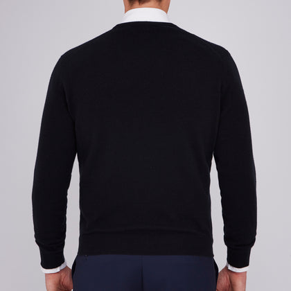Black V-Neck Cashmere Jumper Image 2