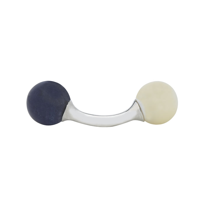 Reversible Navy and White Bulb Sterling Silver Cufflinks Image 1