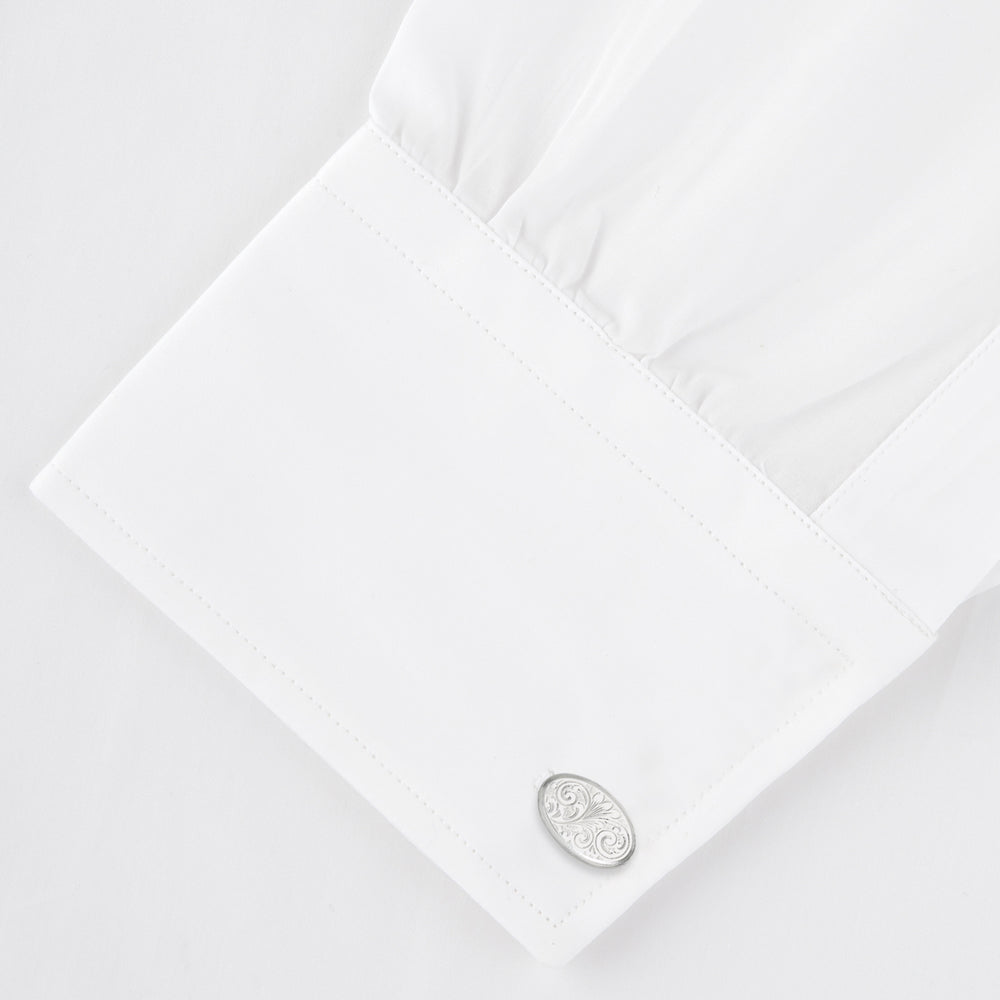 The Turnbull & Asser STERLING SILVER ART CUFFLINKS have oval faces with an engraved swirl pattern, finished elegantly against a plain white background.