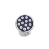 View 3 of product The Spotted Navy and White Sterling Silver Enamelled Cufflinks by Turnbull & Asser feature a navy enamel face with evenly spaced silver dots, making them a smart finishing touch for any outfit.