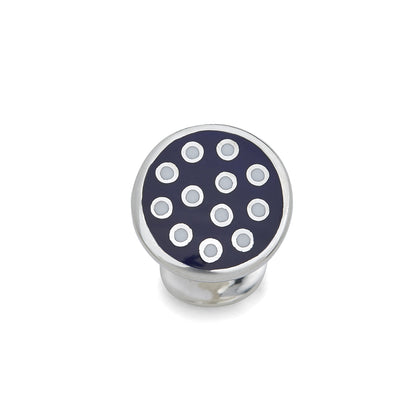 Spotted Navy and White Sterling Silver Enamelled Cufflinks Image 2