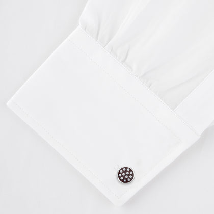 Spotted Burgundy and White Sterling Silver Enamelled Cufflinks Image 3