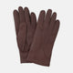 Turnbull & Asser’s Brown Hairsheep Leather Gloves, featuring visible stitching and decorative raised seams on the back, are displayed overlapping each other against a white background.