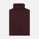A folded, long-sleeve Port Cashmere Roll Neck Jumper by Turnbull & Asser in burgundy is displayed on a white background, highlighting this stylish men's autumn piece.