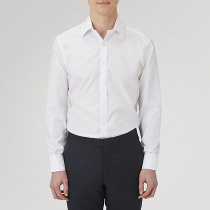 White Superfine Oxford Cotton Shirt with T&A Collar and Double Cuffs Image 1