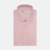 View 1 of product The Turnbull & Asser Pink Superfine Oxford Cotton Shirt features a T&A collar, double cuffs, and white buttons, neatly folded against a plain white background.