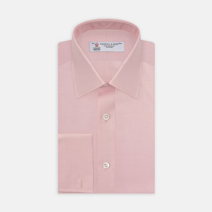 Pink Superfine Oxford Cotton Shirt with T&A Collar and Double Cuffs