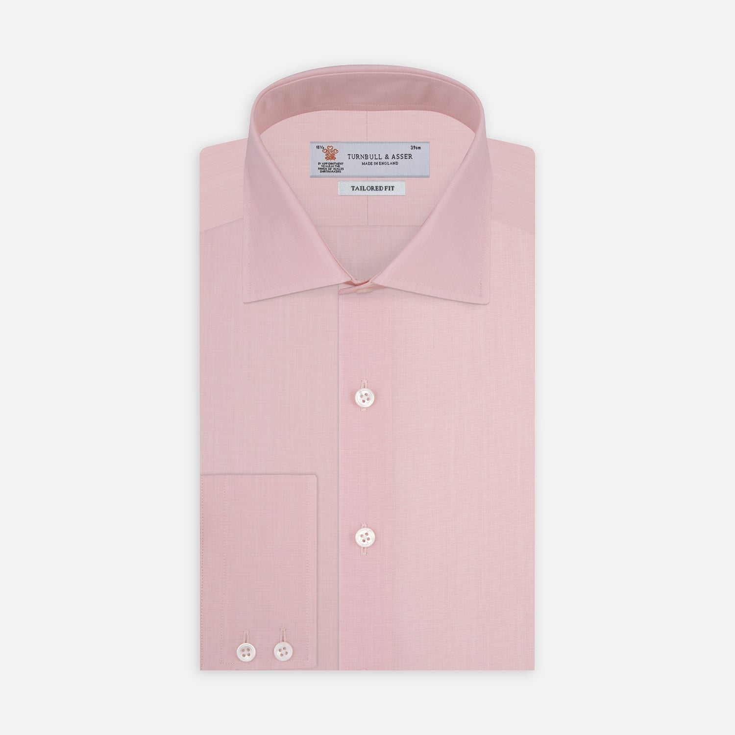 View 1 of product A neatly folded dark blue end-on-end Turnbull & Asser shirt with a T&A collar and 3-button cuffs, displayed against a plain white background. The label inside the collar is visible.