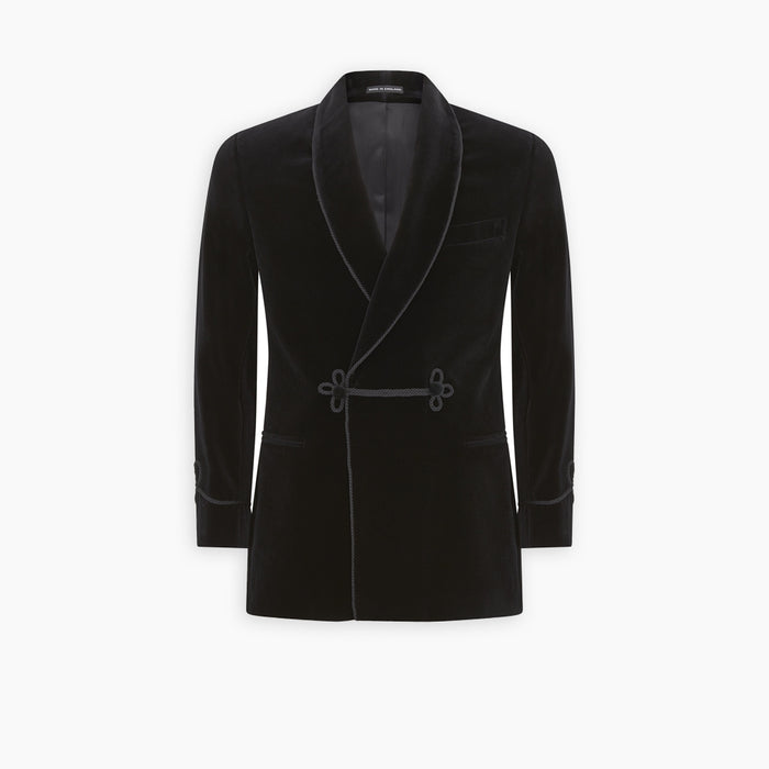 Black Double Breasted Velvet Smoking Jacket Image 2