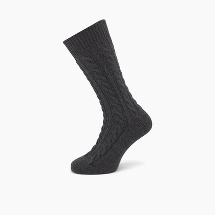 Dark Grey Cashmere Cable-Knit Socks Image 2