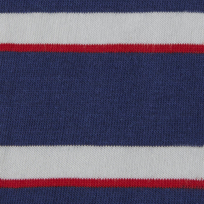 Navy, Red and White Stripe Cotton Mix Short Socks Image 1