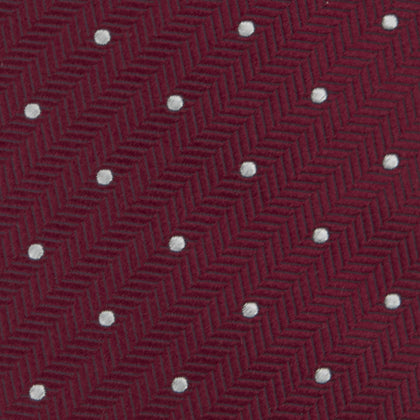 Burgundy and White Small Spot Herringbone Silk Tie Image 2