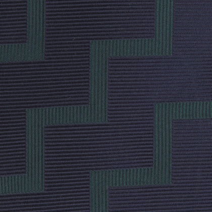 Navy and Forest Green Striped Zigzag Silk Tie Image 2