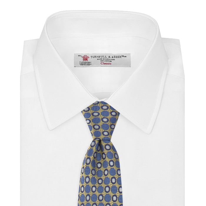 Gold and Blue Circle and Spot Silk Tie Image 1