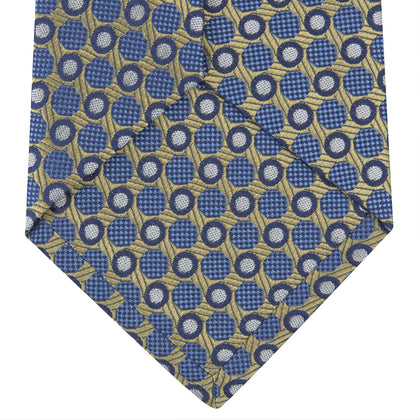 Gold and Blue Circle and Spot Silk Tie Image 3