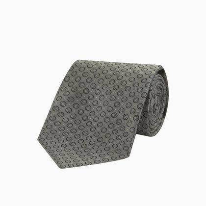 Grey Floral Spot Silk Tie Image 4