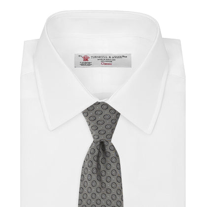 Grey Floral Spot Silk Tie Image 1