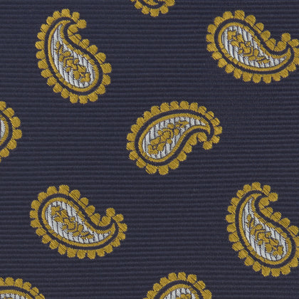 Navy and Gold Floating Paisley Silk Tie Image 2